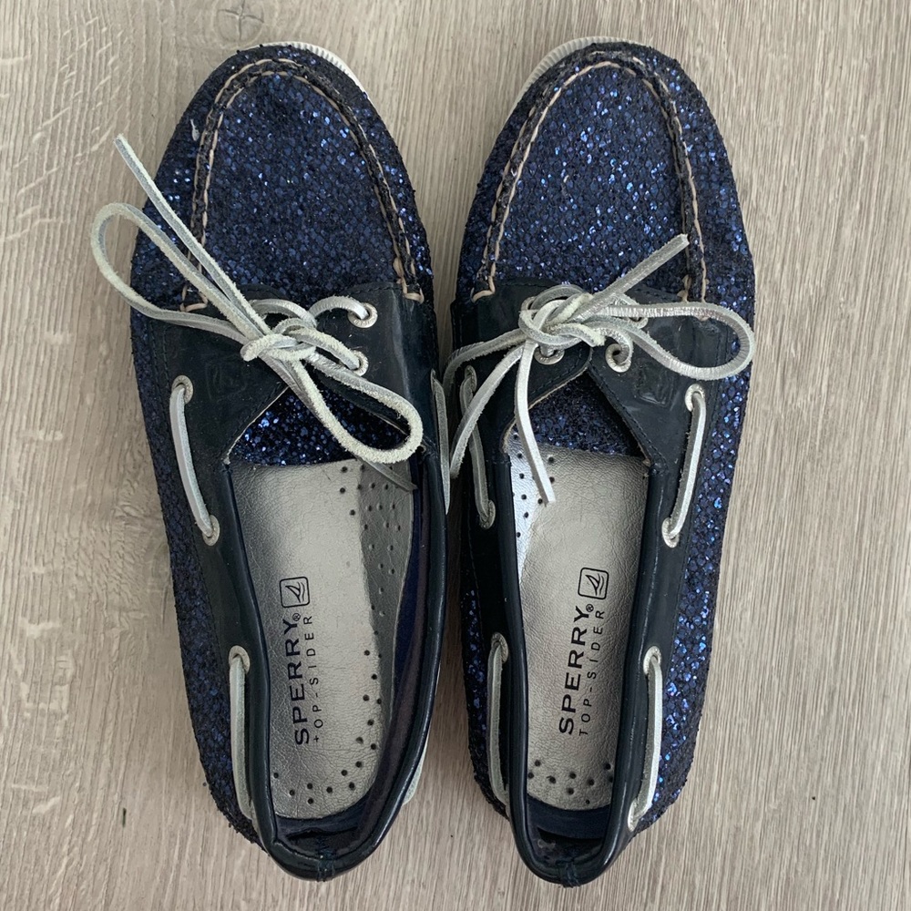 Never worn blue sparkly sperrys